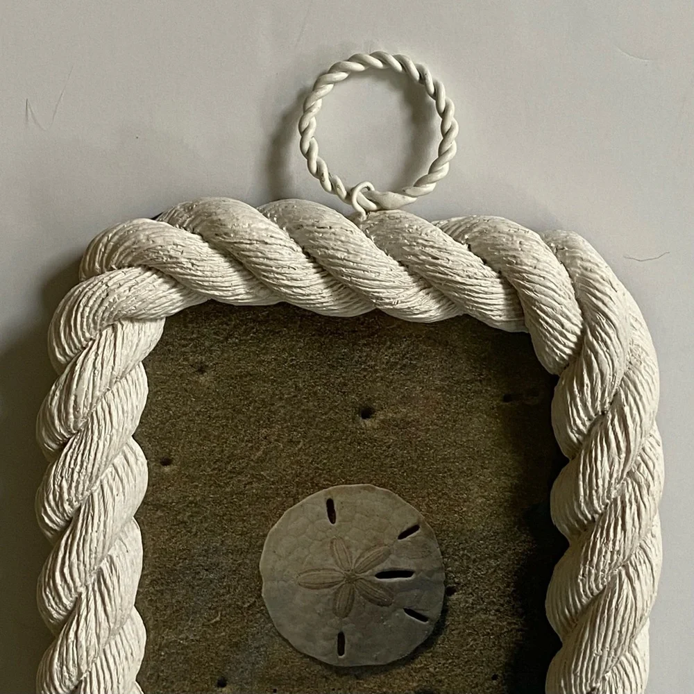 Rope Frame Sheffield Home Nautical Resin White Twisted 4 X 6 Photo Beach EUC